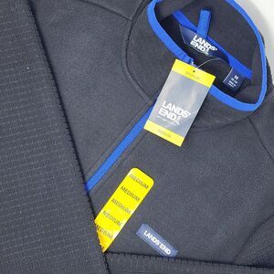 NEW Lands'‎ End Fleece Full Zip Jacket Men's Size Medium Black Lightweight NWT